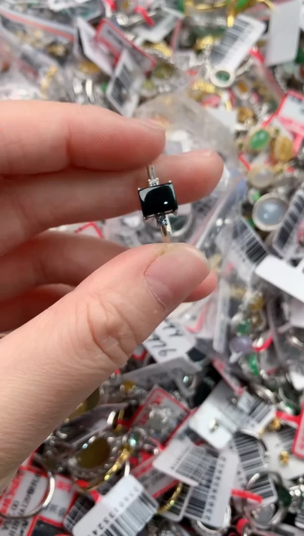 银S925镶嵌戒指翡翠1111----7