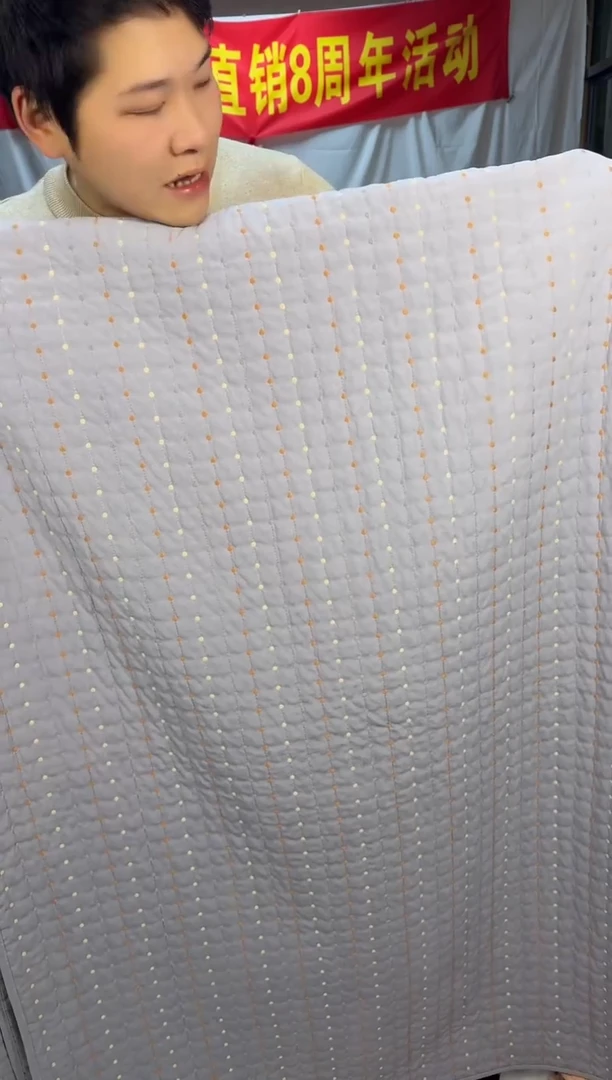 棉纯棉米粒秀灰蓝色230*250单床盖