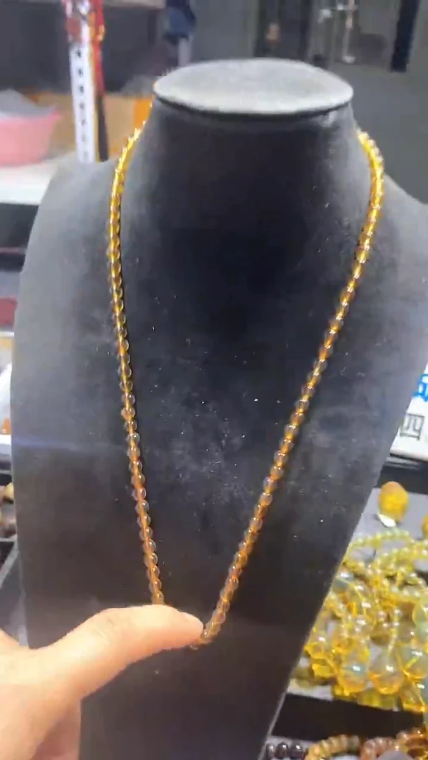 琥珀颈饰未镶嵌天然缅甸琥珀链子