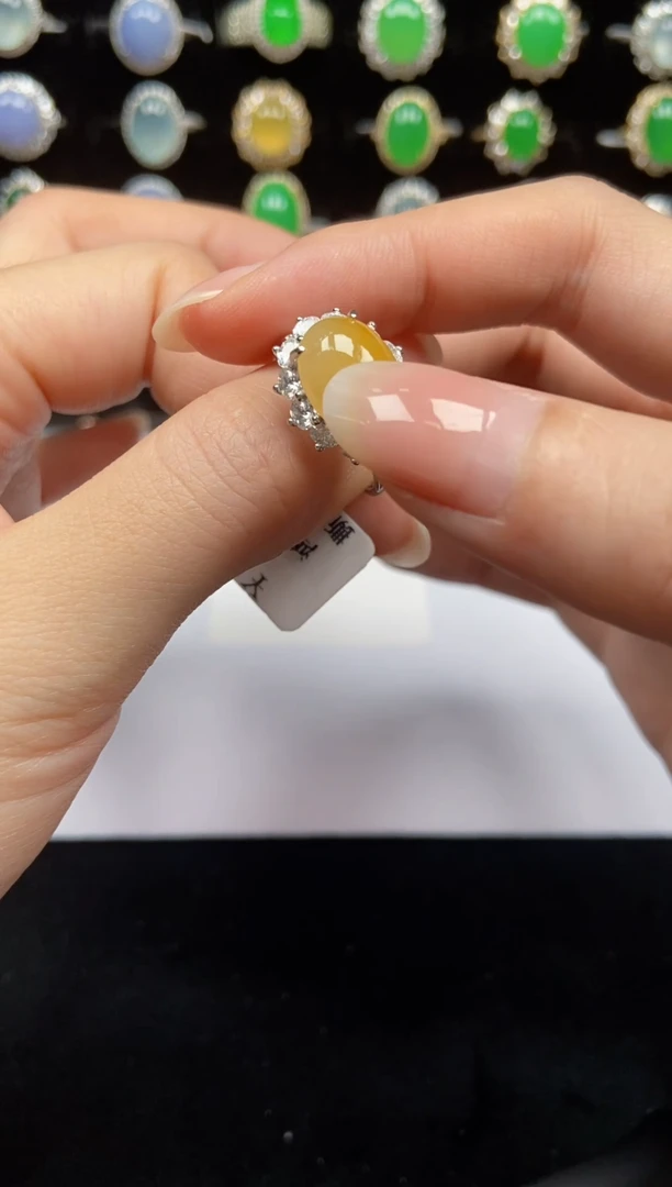 翡翠戒指银S925镶嵌8201