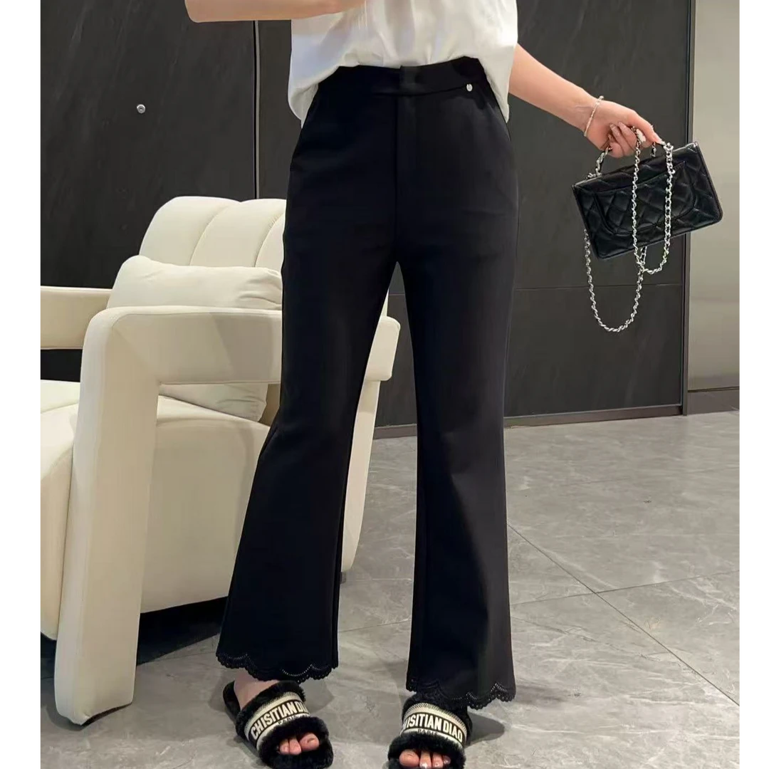 276577 长裤夏季时尚喇叭裤秋季街头风开叉春秋高腰休闲裤