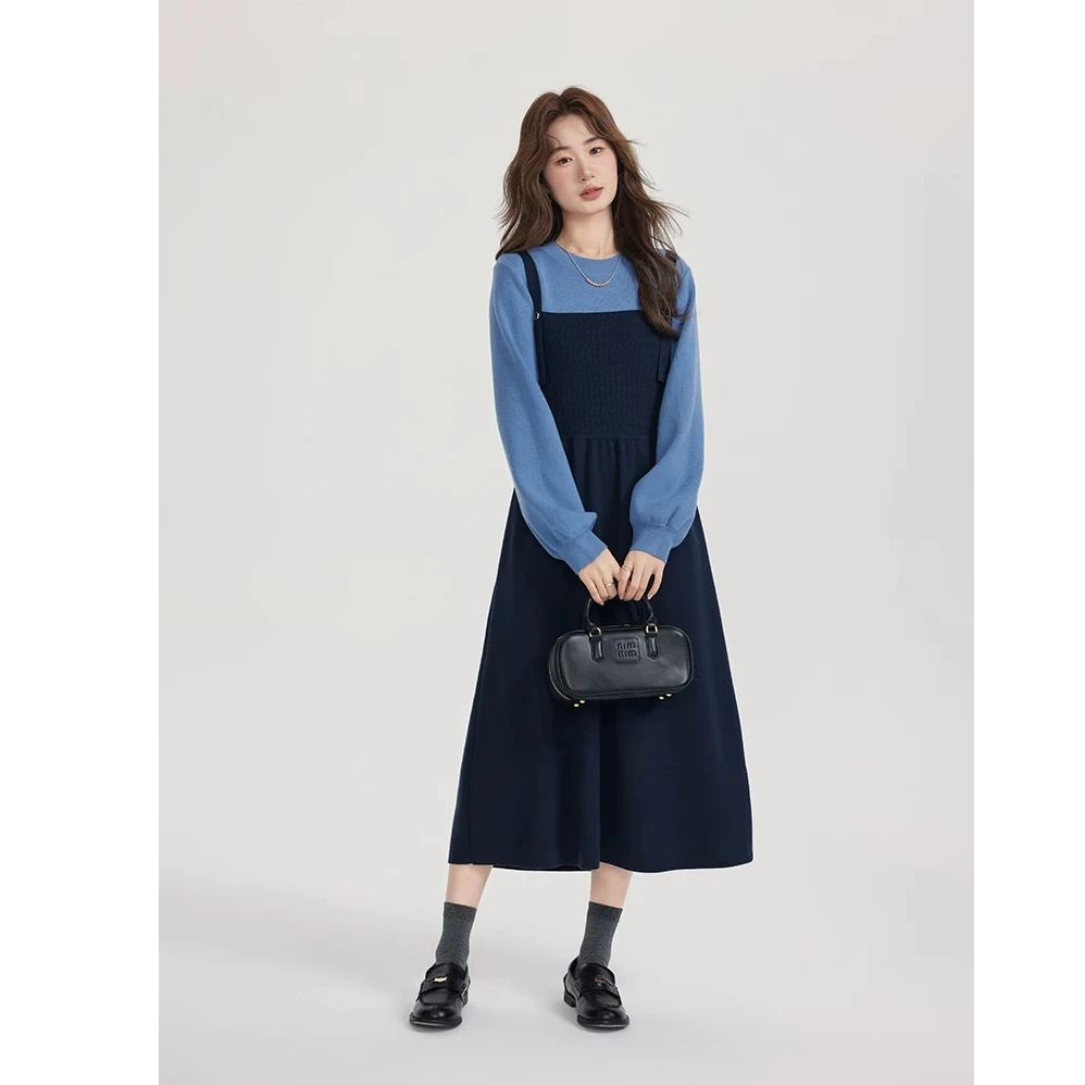 【101-200】2025年秋冬新款百款法式针织显瘦休闲宽松气质连衣裙