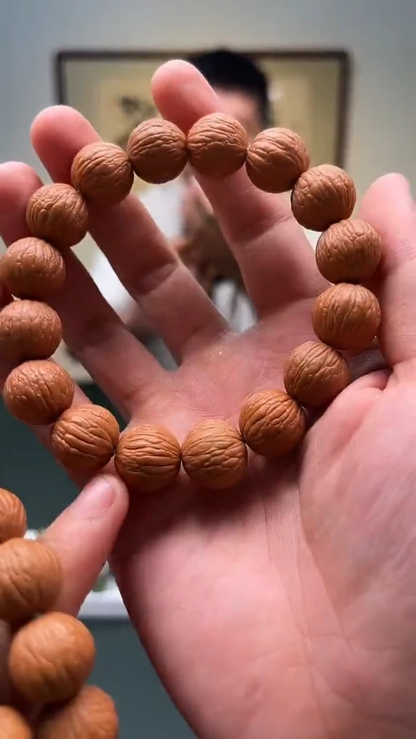 猴头核桃手串15.5mm左右凤羽原皮猴头单圈