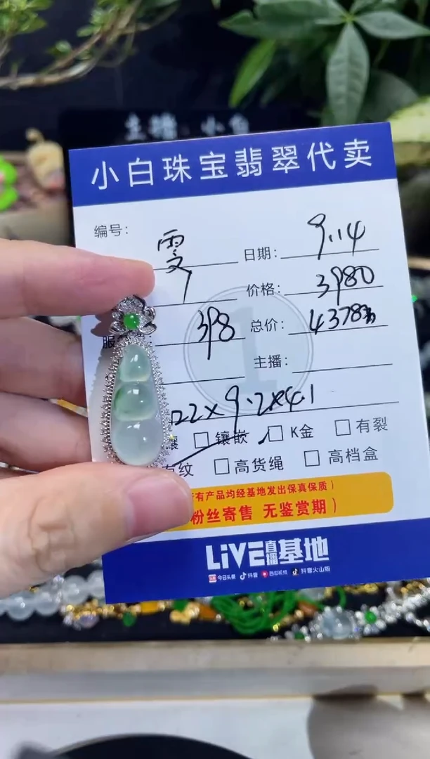 18K金镶嵌翡翠耳饰雯*吊坠
