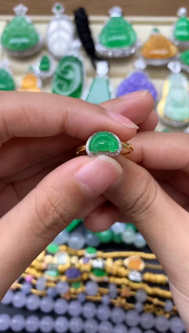 翡翠戒指18K金镶嵌202-中国好珍宝