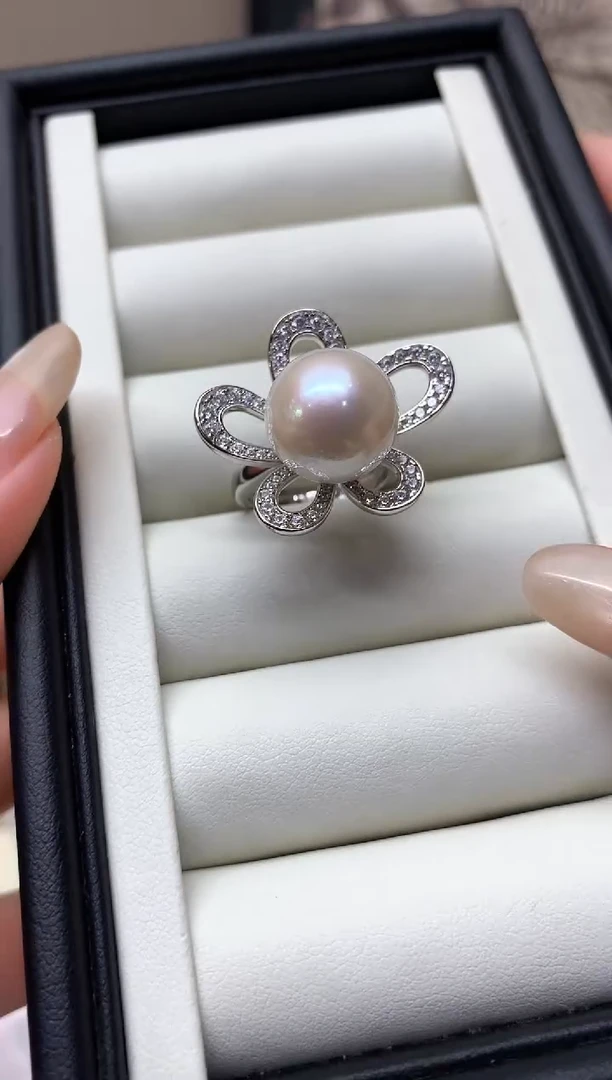 戒指银S925镶嵌淡水珍珠S925银淡水珍珠戒指