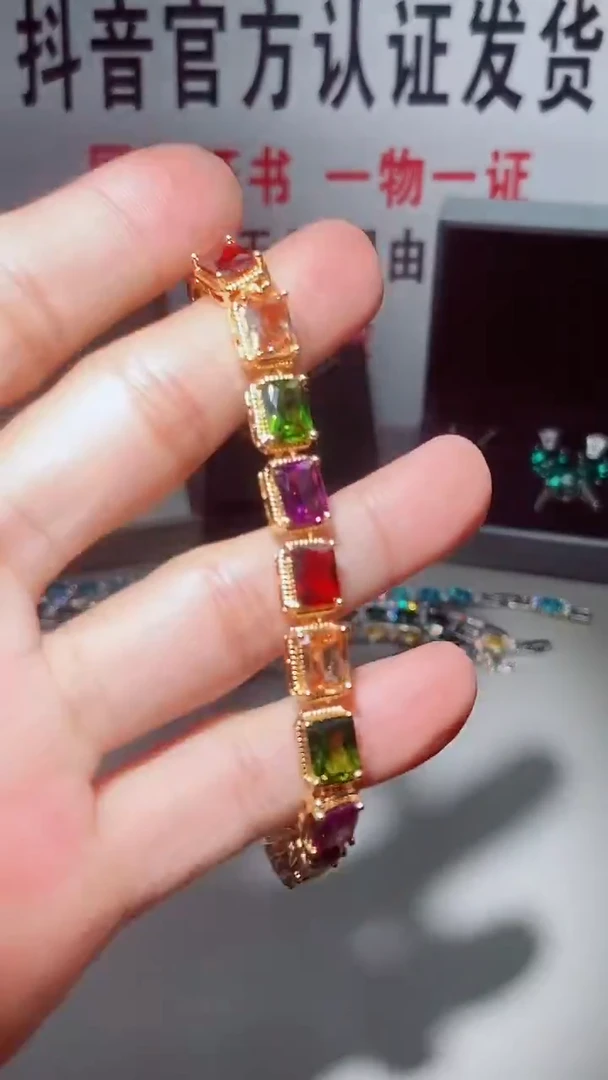 银S925镶嵌手链红宝石手链