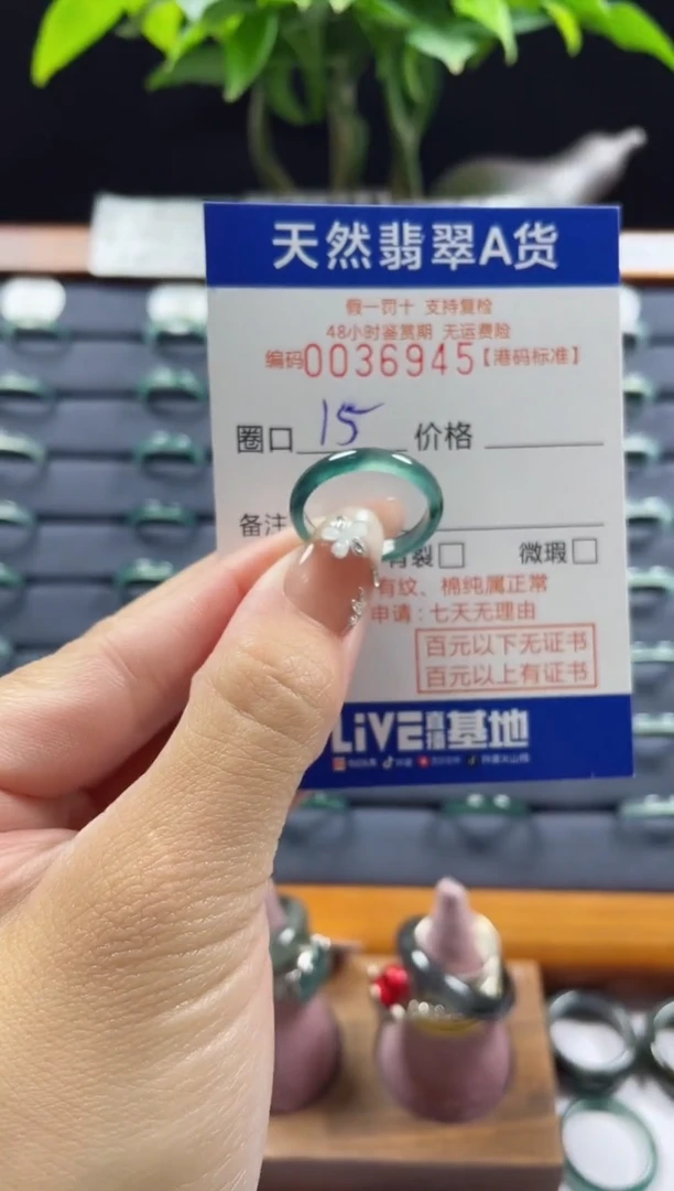 【闪购商品】翡翠戒指未镶嵌天然翡翠戒指6945