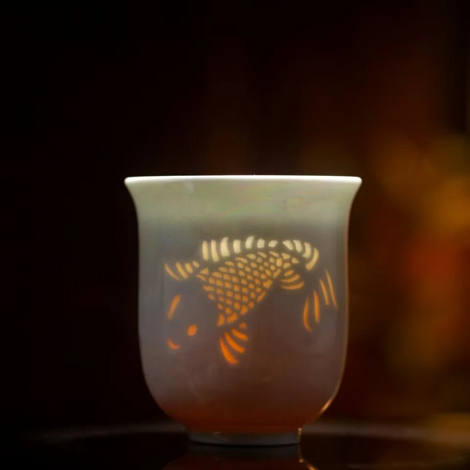 景德镇青幻彩年年有余握手杯家用喝水个性潮流办公杯