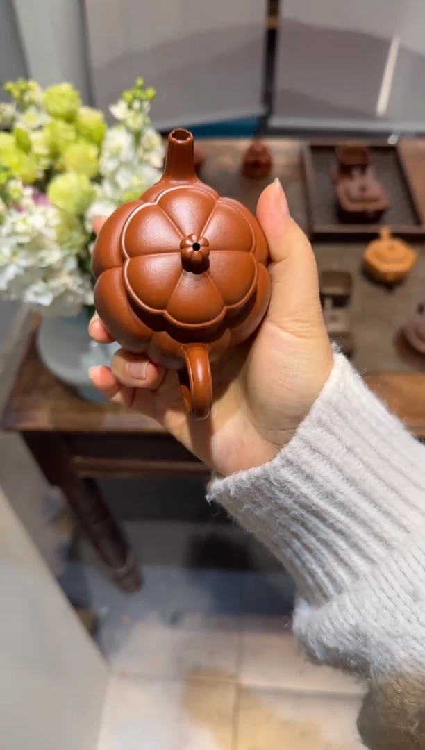 茶壶紫砂用****4繁花 朱泥