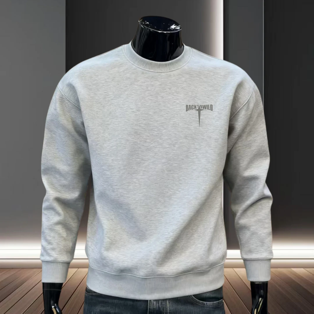 美式重磅圆领卫衣男士秋冬潮牌痞帅时尚男装轻奢休闲百搭长袖上衣