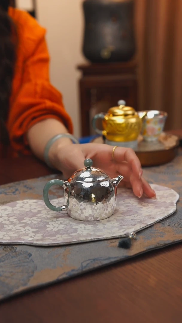 古悦足银999泡茶壶