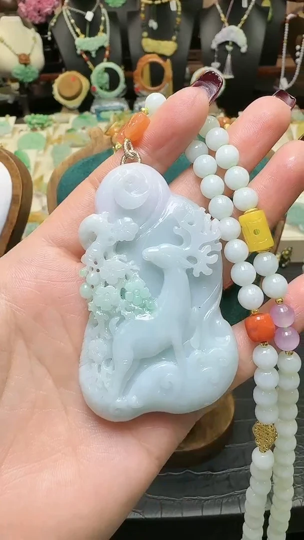 【闪购商品】翡翠颈饰未镶嵌天然翡翠小鹿