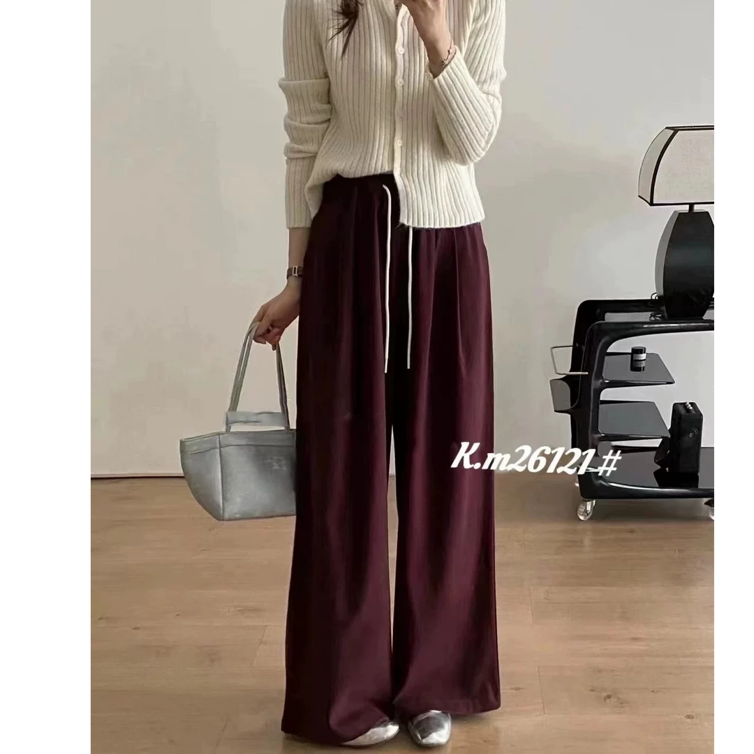 薄款阔腿裤显瘦运动宽松垂感拖地直筒【可5579】