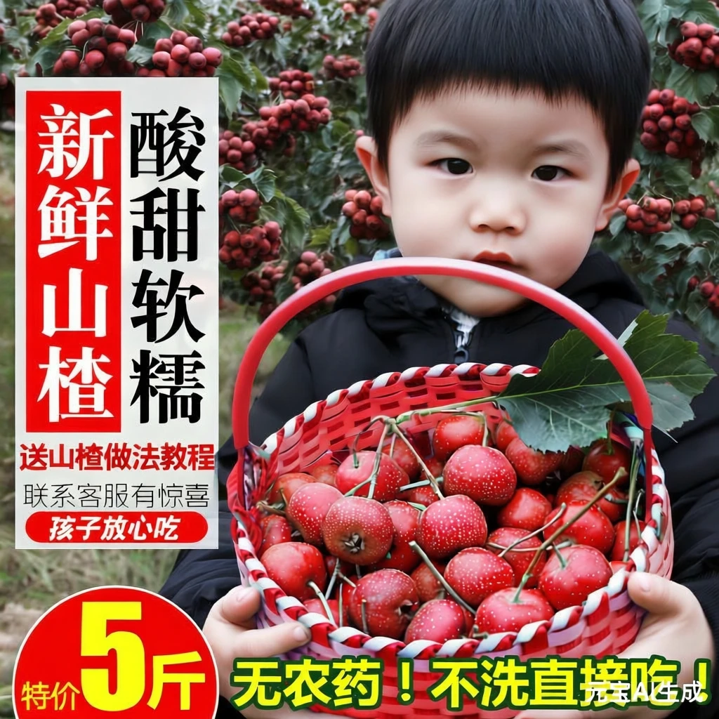 新鲜山楂果山楂鲜果大果鲜山楂现摘泡酒专用山楂鲜果糖葫芦大金星