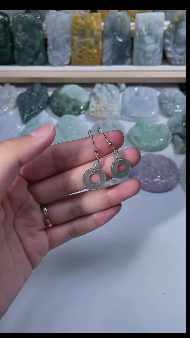 吊坠(不含链)合金翡翠耳钩