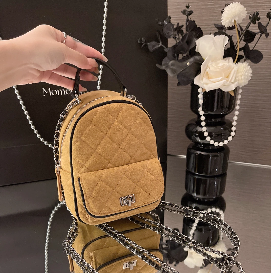 今年流行包包小香风菱格磨砂链条双肩包包女可爱小背包简约女包包