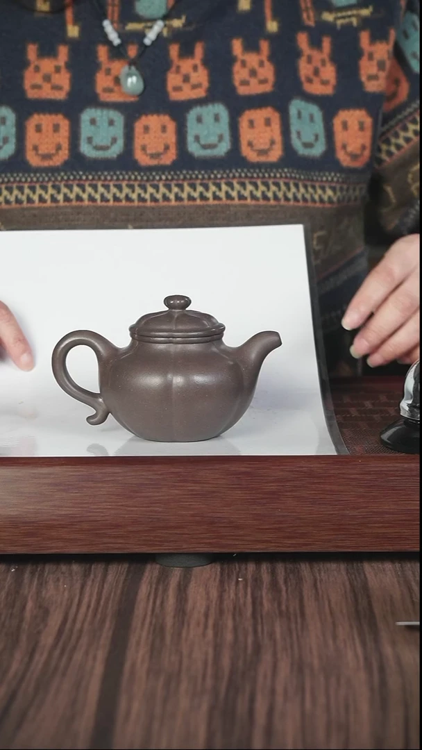 【闪购商品】紫砂茶壶筋纹 天青 六瓣莲子