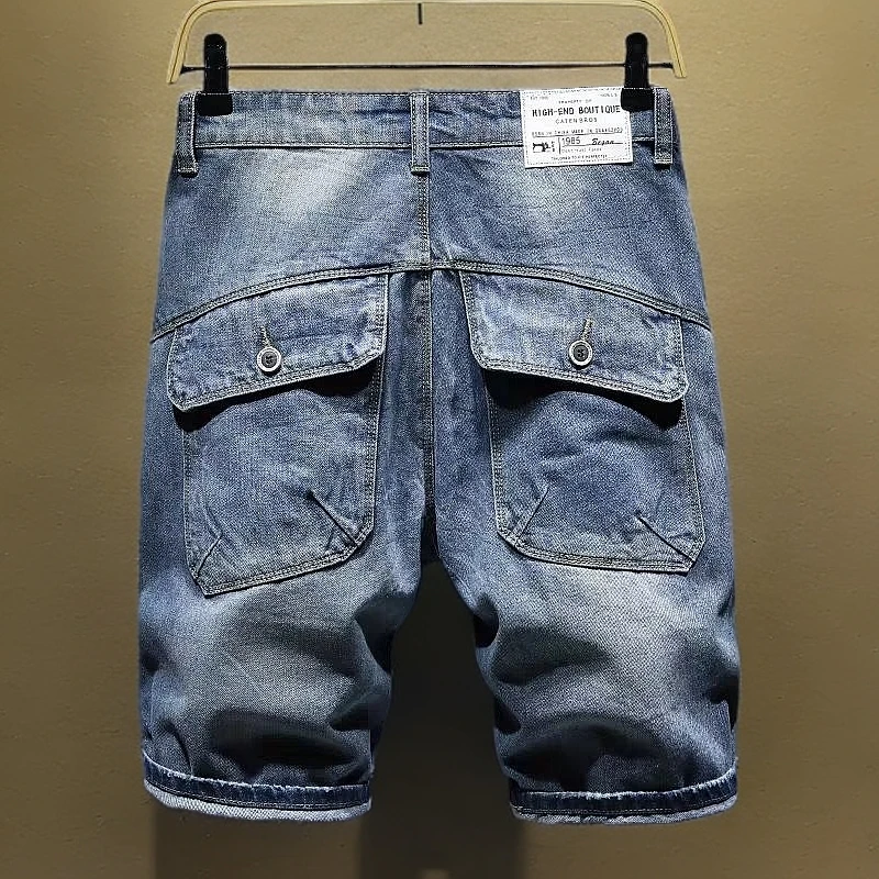 夏天破洞牛仔短裤男五分裤宽松大码胖子5分中裤潮牌薄款乞丐马裤