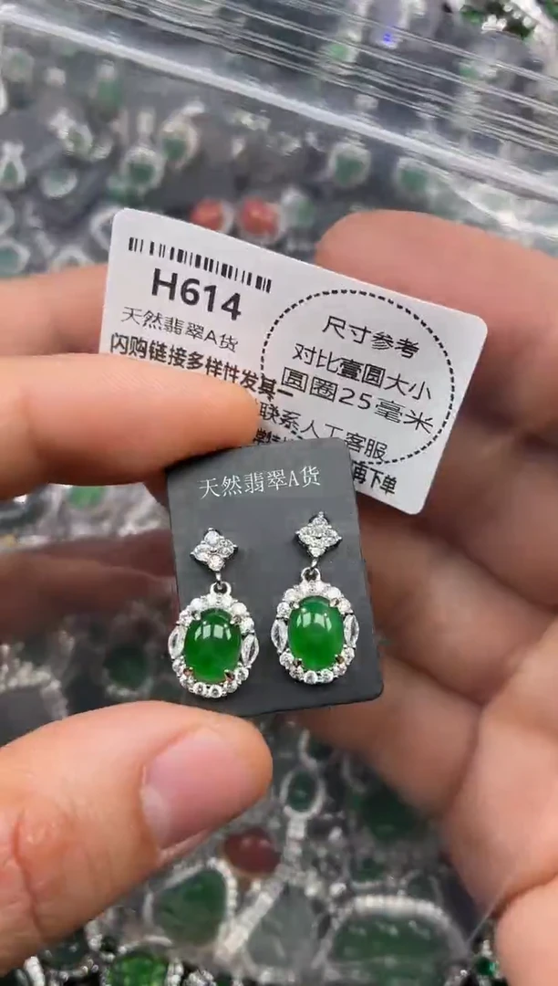 颈饰未镶嵌翡翠H614耳钉