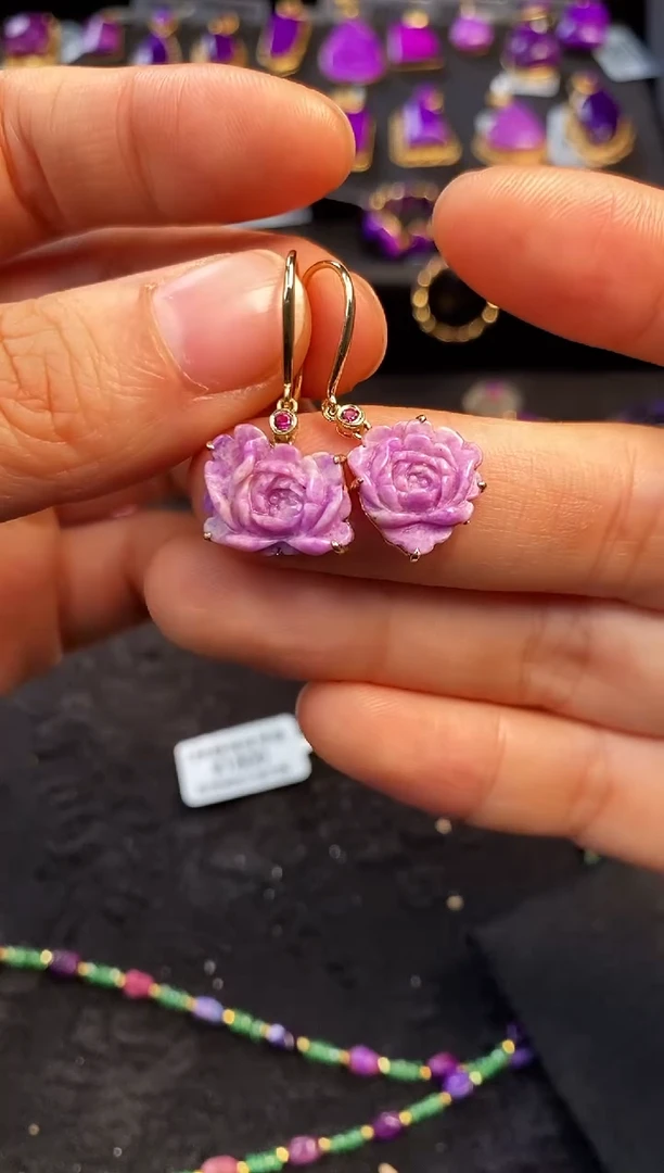 苏纪石（舒俱来）18K金镶嵌耳饰1