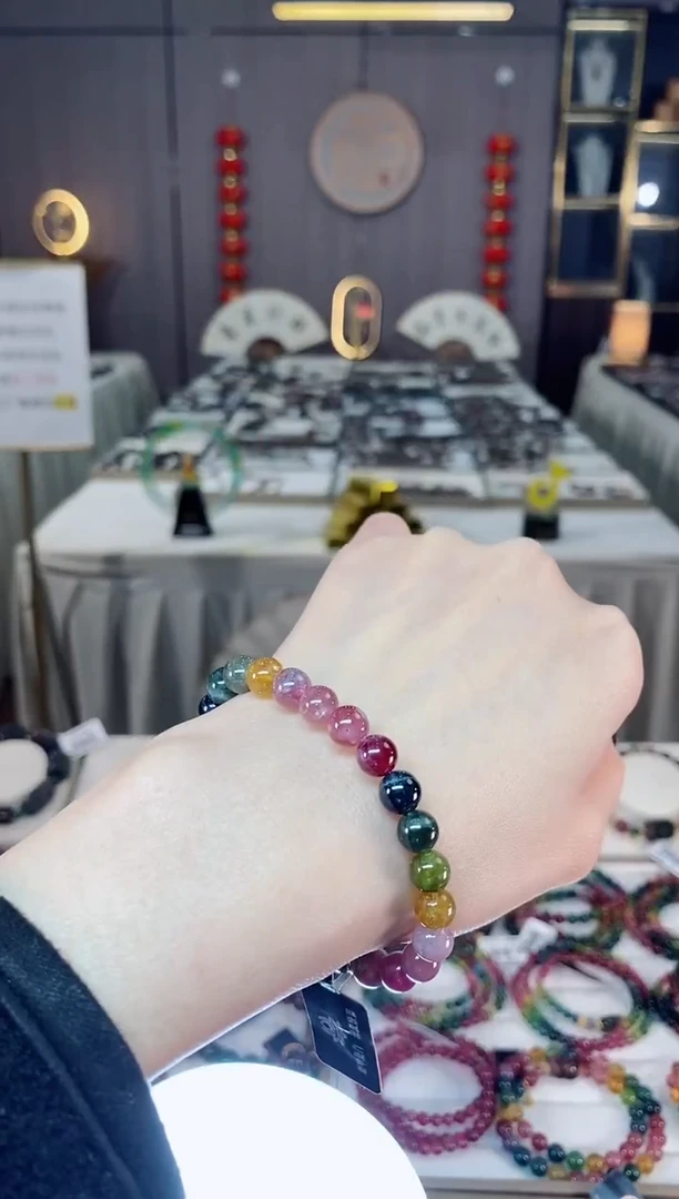 未镶嵌老矿碧玺色标单圈手串7mm+碧玺dan多样性发货一条