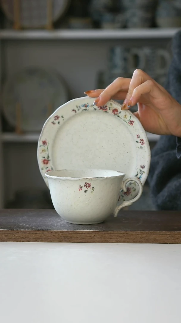 陶Hitable粉黛甜品盘16cm+咖啡杯240ml@4-2@