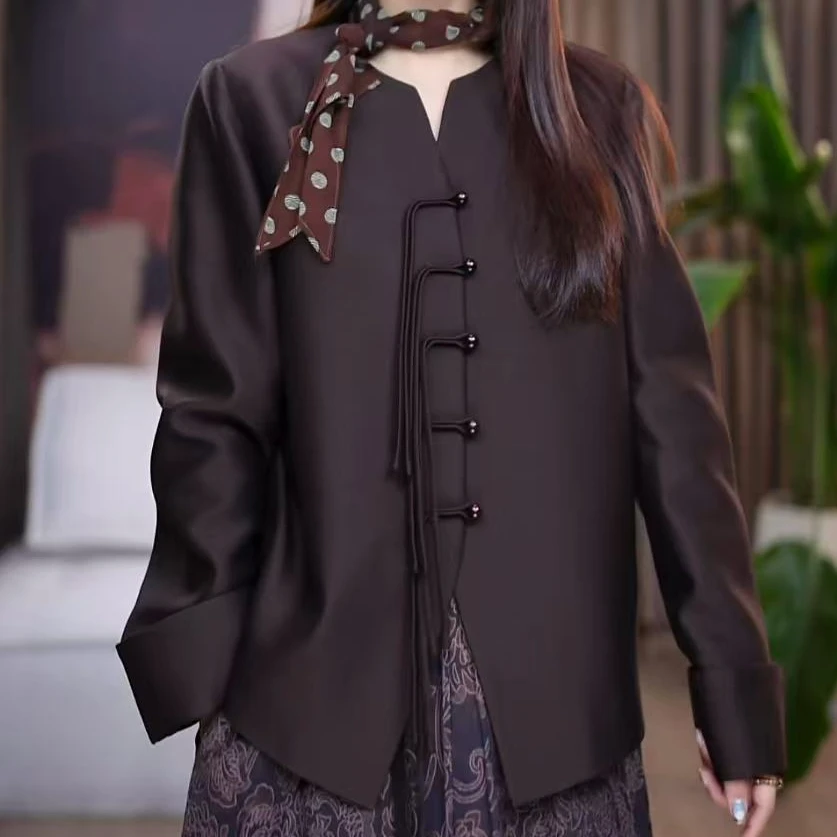 B『雅晴』原创设计桑蚕丝羊毛秋冬百搭新中式休时尚闲显瘦西装