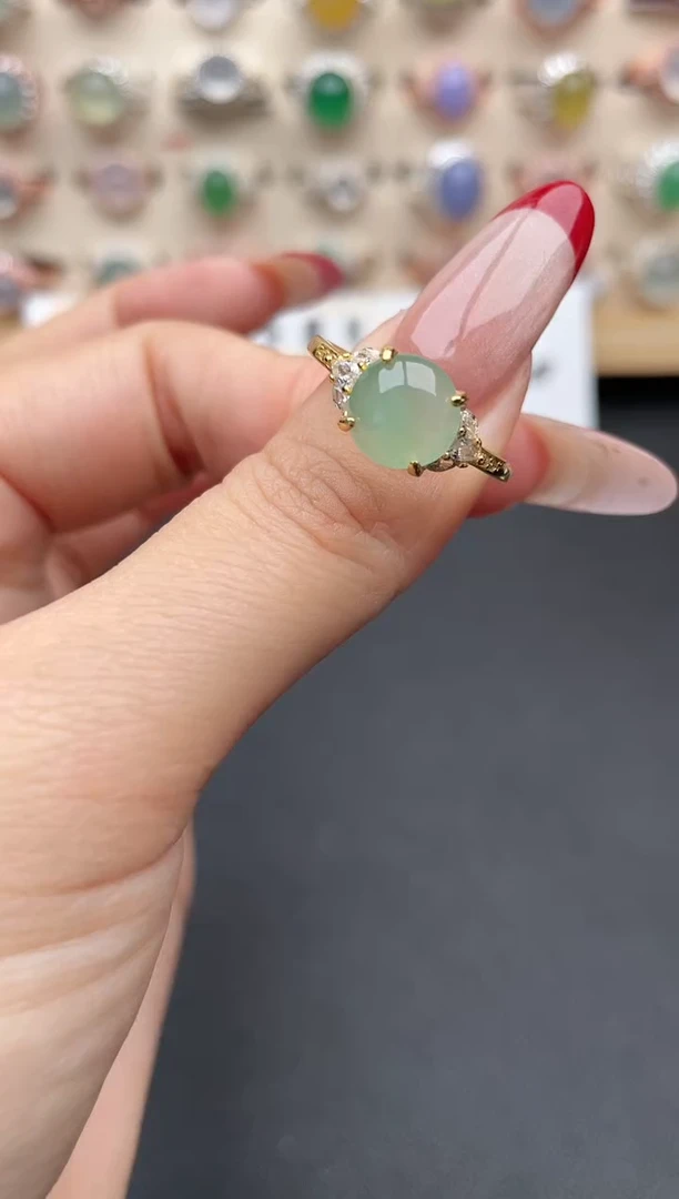 【闪购商品】翡翠戒指银S925镶嵌1一物一证一礼盒
