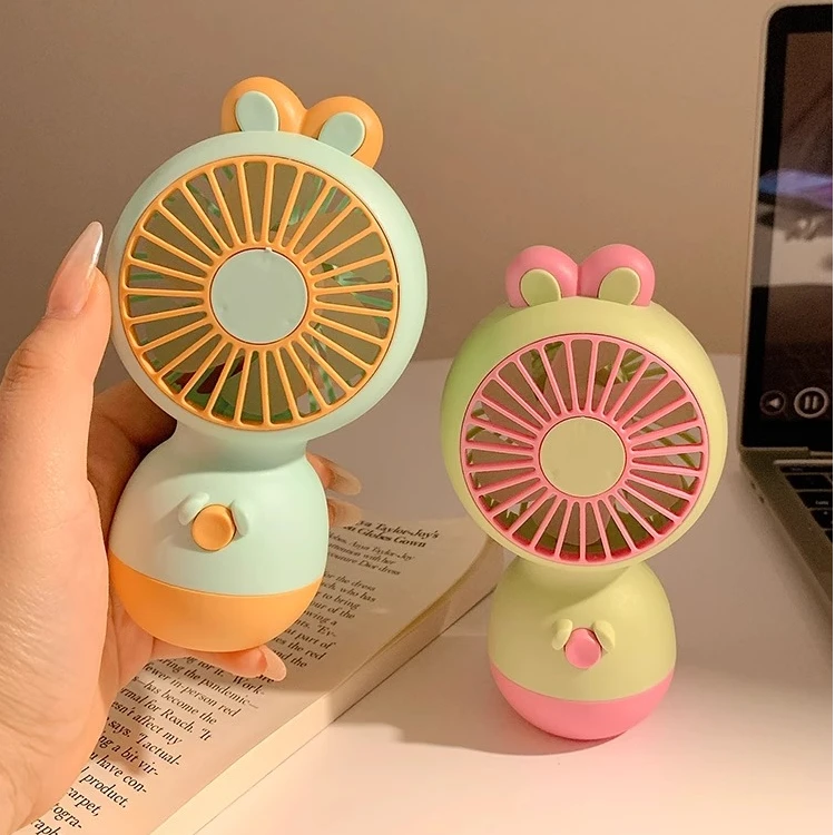 可爱兔子手持usb充电小风扇便携随身携带学生办宿舍静音电扇迷你