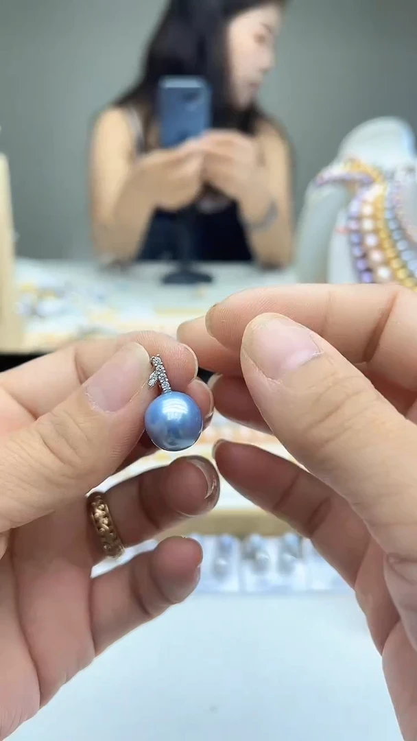 未镶嵌吊坠淡水珍珠蓝色系吊坠