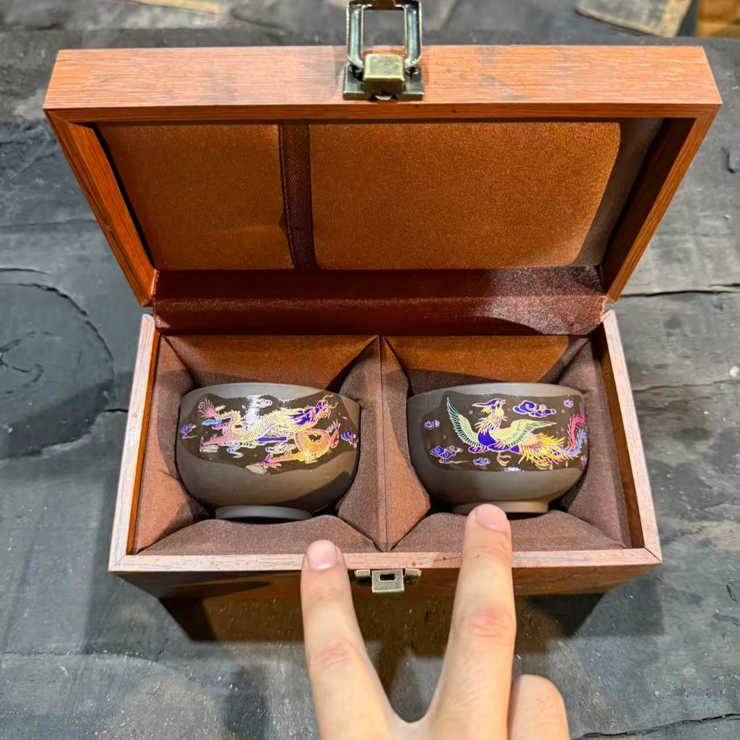 【闪购商品】变色龙凤紫砂主人杯对杯（无礼盒）@@@@@@@@@@