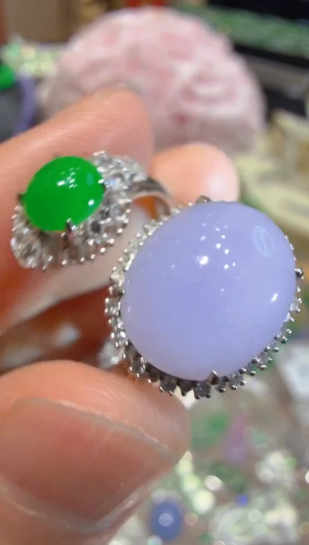 18K金镶嵌戒指翡翠多样性团购发一件