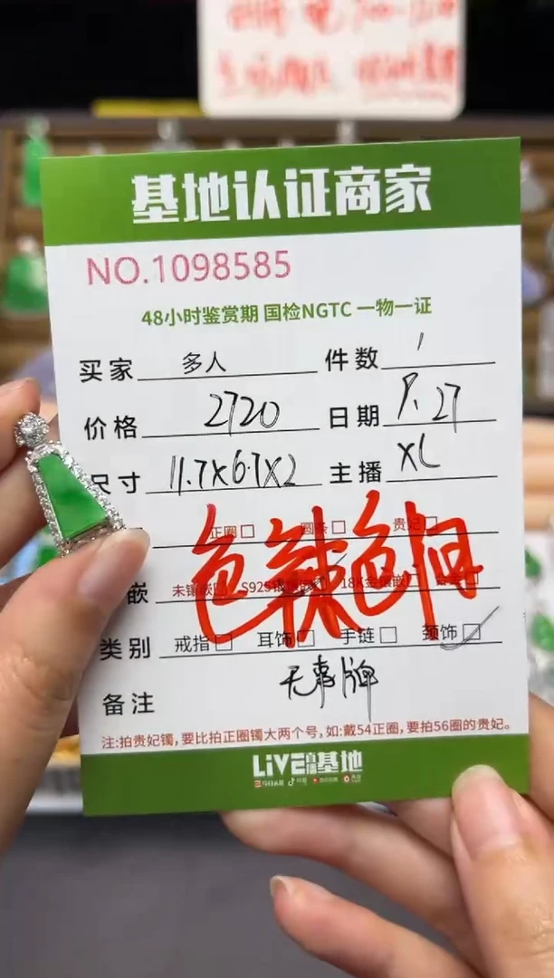 吊坠(不含链)银S925镶嵌翡翠多人