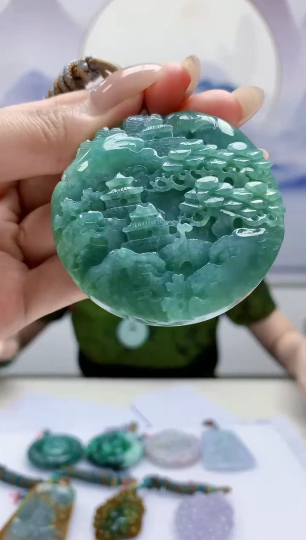 定制翡翠未镶嵌4852MM-毛货挂件80