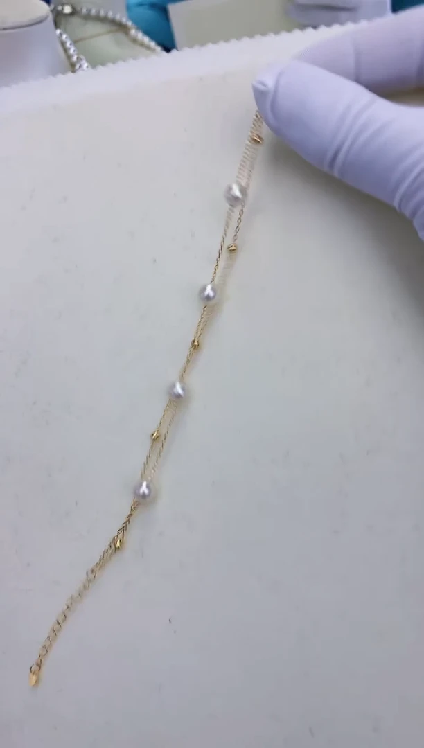 银S925镶嵌饰品海水珍珠满天星手链