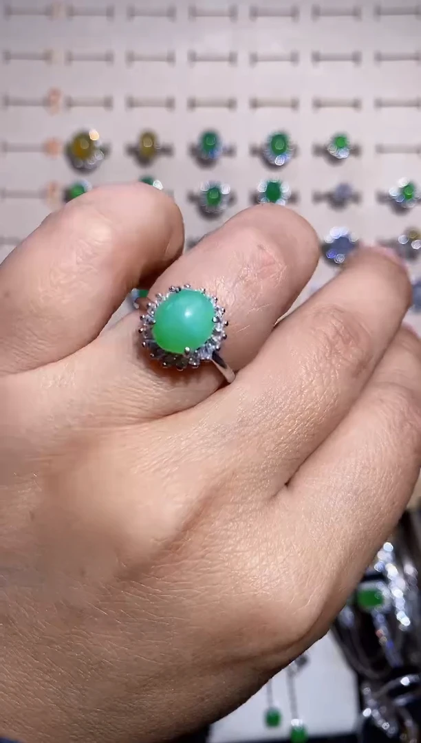 银S925镶嵌戒指翡翠戒指