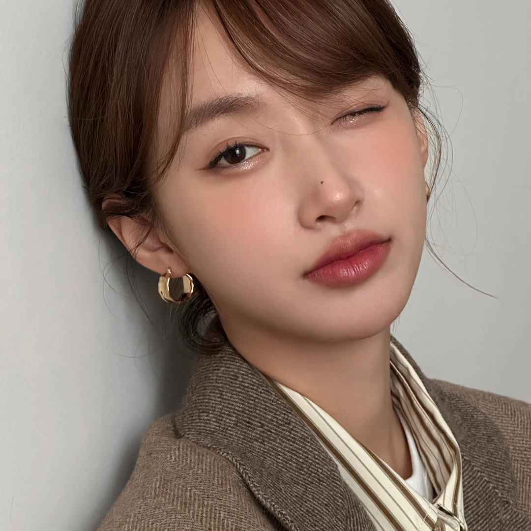 ERBAN/耳伴 925银耳饰 不规则宽面法式轻奢耳环高级耳圈耳钉耳饰