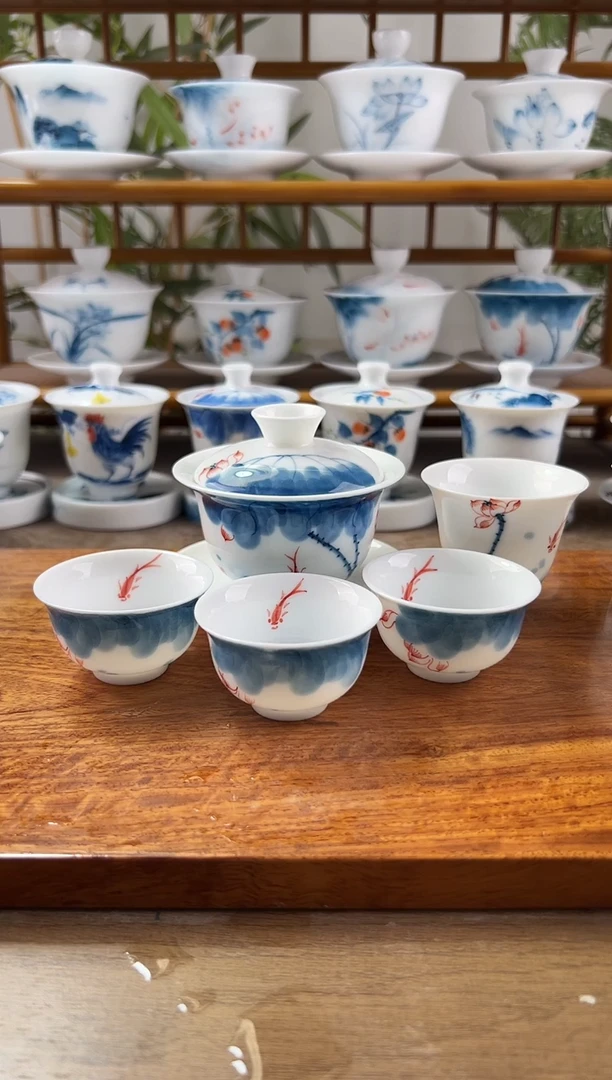 全品线条莲130ml三才+小和顺杯3+闻香杯1个
