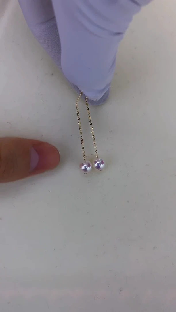 18K金镶嵌DA海水珍珠 GD040 6-7 耳线定制