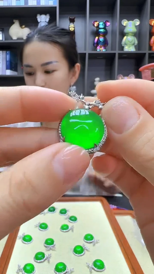 翡翠银S925镶嵌颈饰丹丹diy劲饰