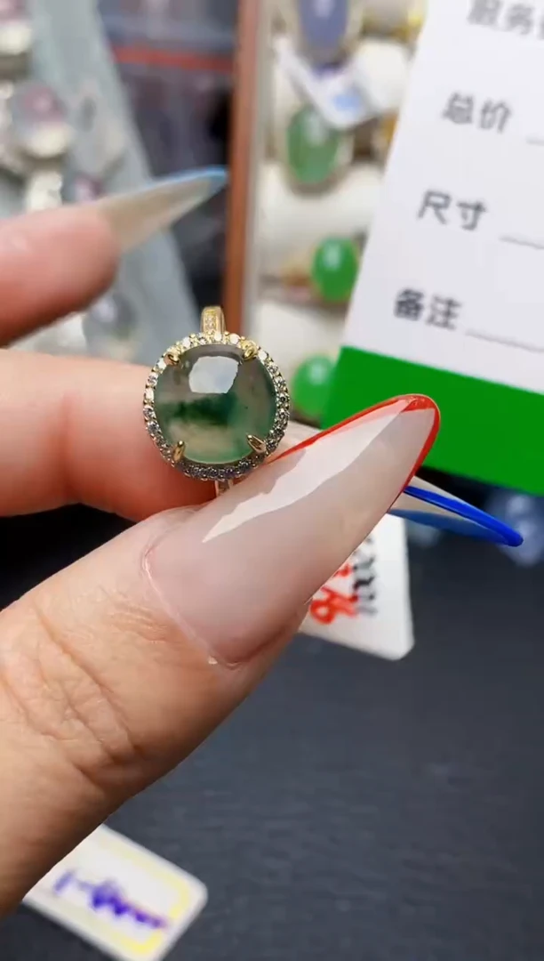 银S925镶嵌戒指翡翠3073