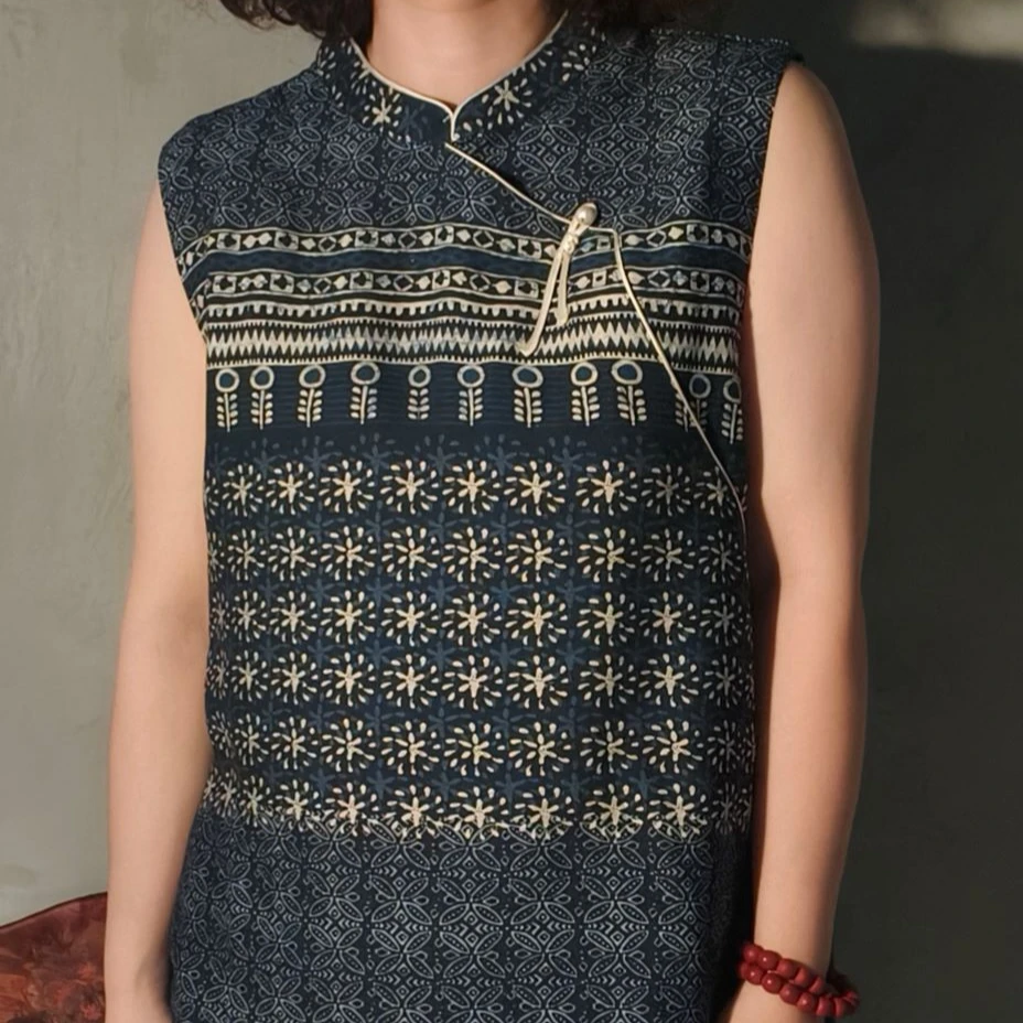 复古文艺新中式休闲百搭印花小衫 3962