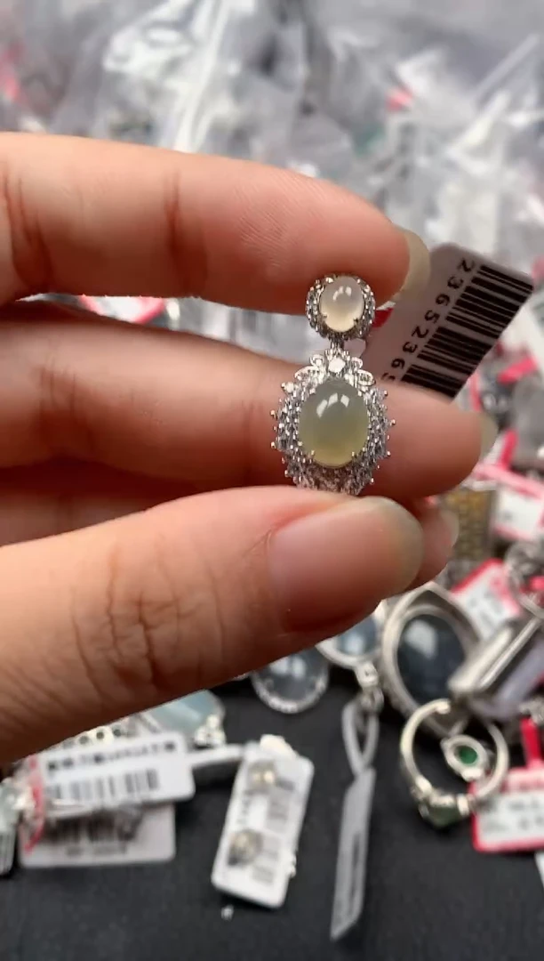 银S925镶嵌戒指翡翠天然A货缅甸翡翠