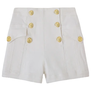 白色休闲宽松时尚百搭高腰短裤时髦阔腿显瘦A字裤-5756