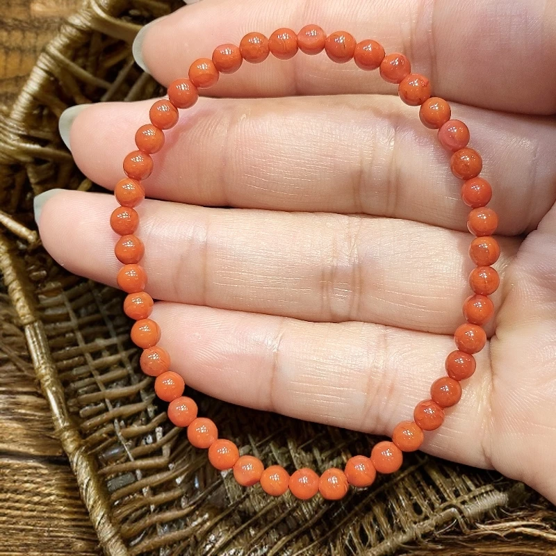 4mm小圆珠柿子红串珠手串百搭款
