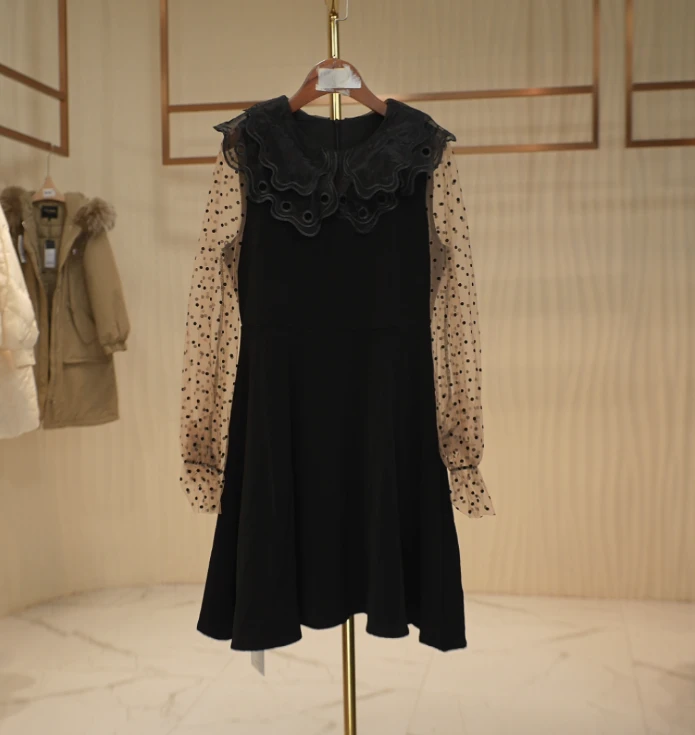 C073 C系列娃娃领拼接时尚修身款连衣裙女 芭系列-5761