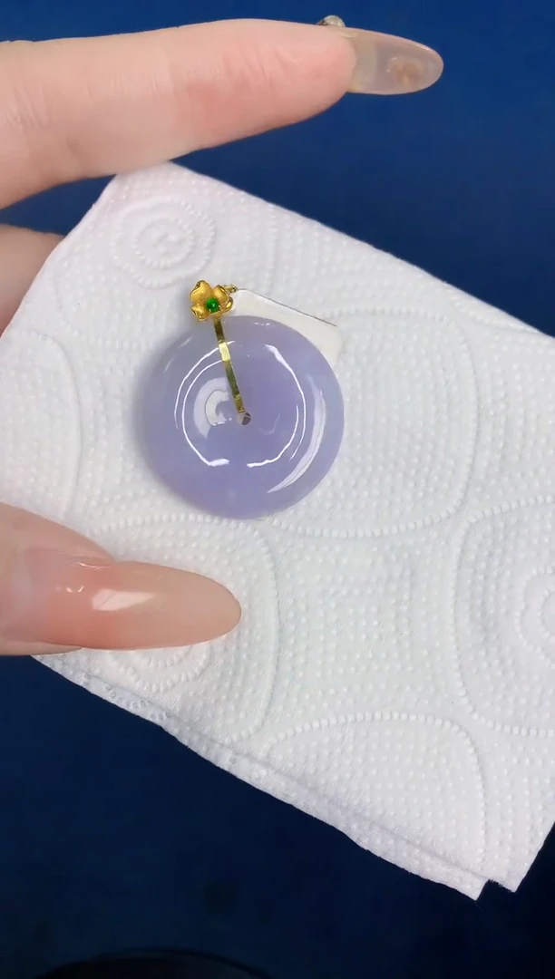 颈饰18K金镶嵌翡翠缅甸天然翡翠A货