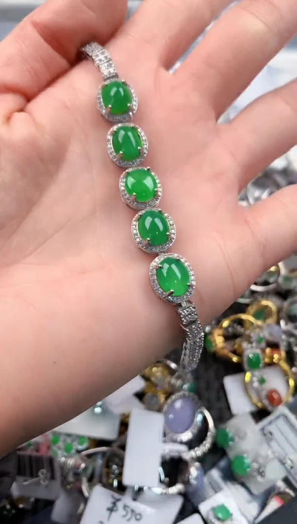 银S925镶嵌戒指翡翠444   3