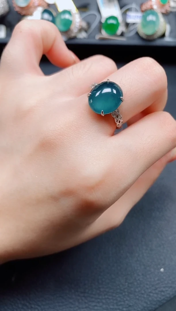 银S925镶嵌戒指翡翠翡翠